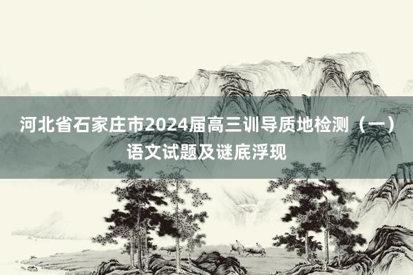 河北省石家庄市2024届高三训导质地检测（一）语文试题及谜底浮现