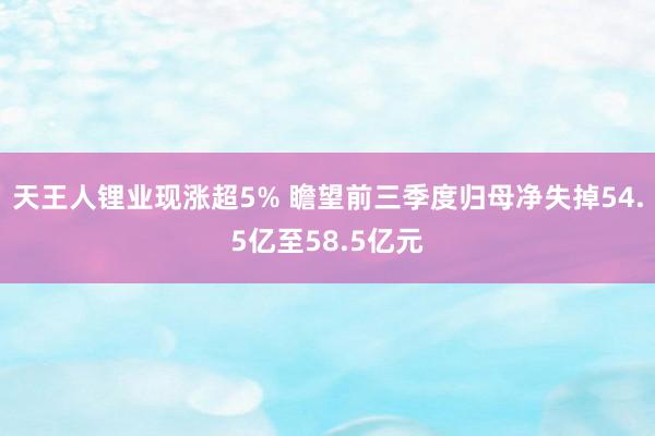 天王人锂业现涨超5% 瞻望前三季度归母净失掉54.5亿至58.5亿元